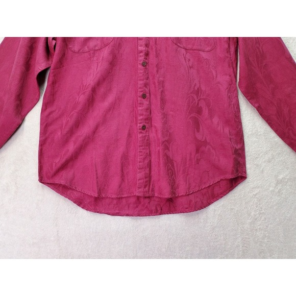 Whipper In Shirt Men's Small Burgundy Jacquard Long Sleeve Collared Button Down - Picture 3 of 8